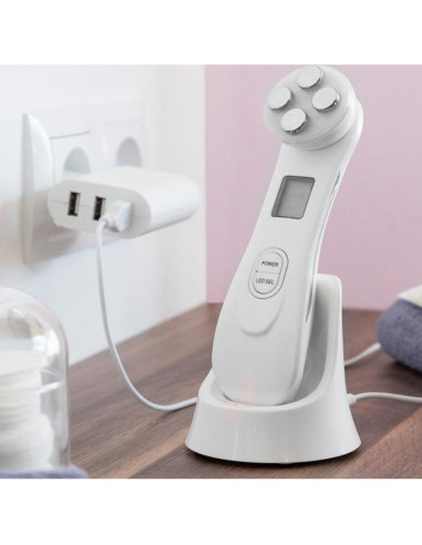 Aparat de masaj facial cu radiofrecventa, fototerapie si