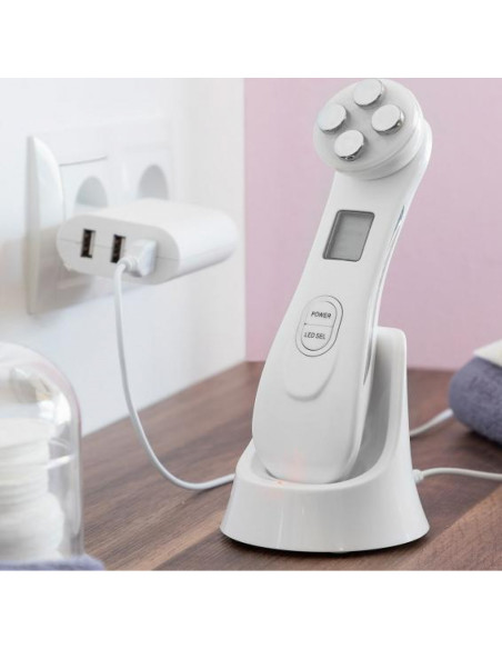Aparat de masaj facial cu radiofrecventa, fototerapie si