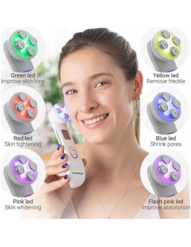 Aparat de masaj facial cu radiofrecventa, fototerapie si