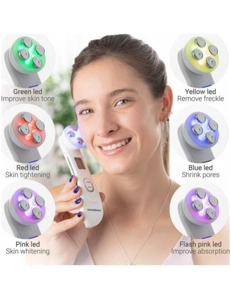 Aparat de masaj facial cu radiofrecventa, fototerapie si