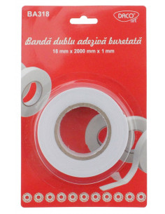 Banda adeziva buretata dubla Daco BA318, 1.8 mm x 20 M 2