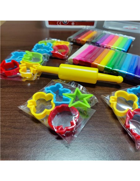 PL524,Plastilina modelat Daco PL524, 24 culori, 17 accesorii, 500 g