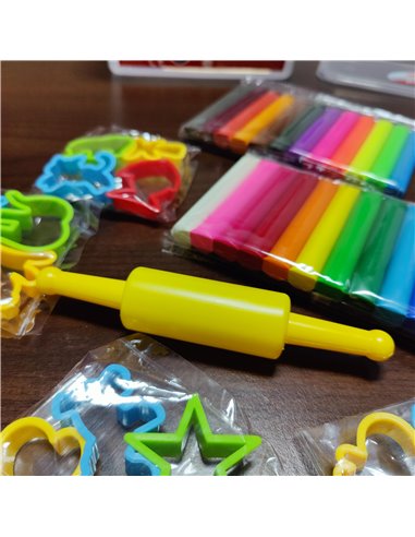 PL524,Plastilina modelat Daco PL524, 24 culori, 17 accesorii, 500 g