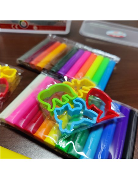 PL524,Plastilina modelat Daco PL524, 24 culori, 17 accesorii, 500 g
