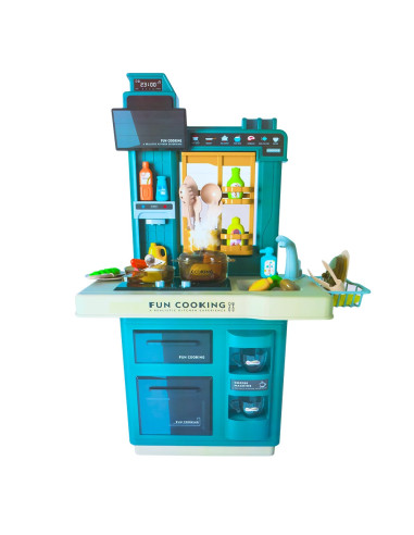 Play set bucatarie, cu lumina si sunet, albastru,ROB-858A