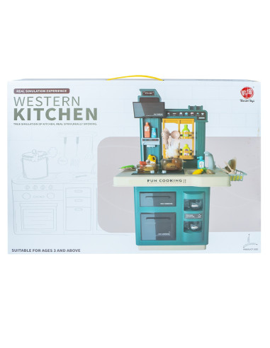 Play set bucatarie, cu lumina si sunet, albastru,ROB-858A