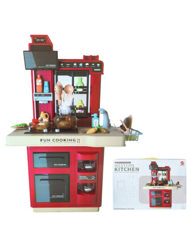 Play set bucatarie, cu lumina si sunet, roz,ROB-858B