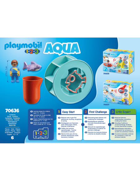 Playmobil - 1.2.3 Roata De Apa Cu Pui De Rechin,70636 Playmobil - 1.2.3 Roata De Apa Cu Pui De Rechin,70636