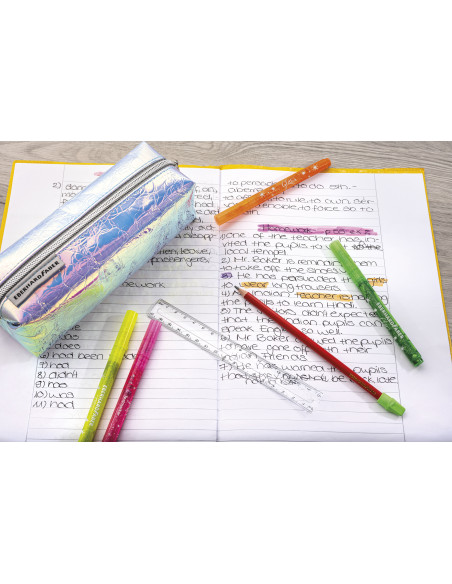 PENAR ETUI TUBULAR GLITTER FLIP FLOP ARGINTIU EBERHARD