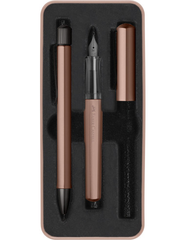 FC140589,Set stilou m+ pix hexo bronz mat faber-castell