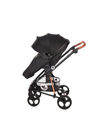 Carucior Set 3 in 1, Crysta, cadru din aluminiu, Black