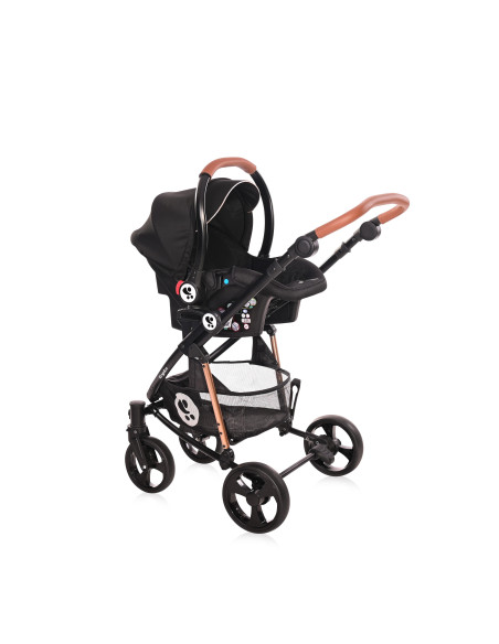 Carucior Set 3 in 1, Crysta, cadru din aluminiu, Black