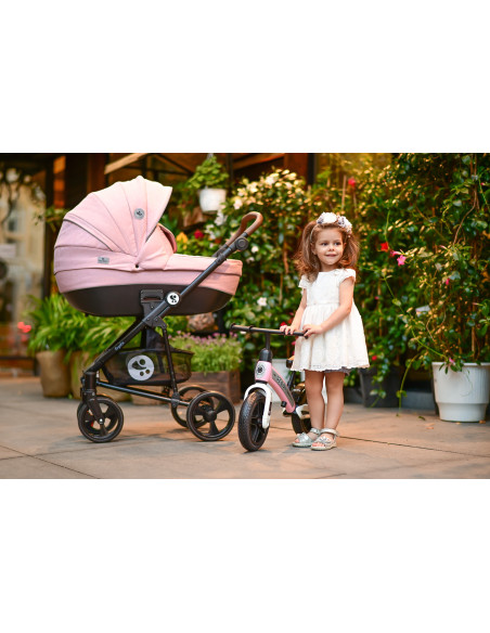 Carucior Set 3 in 1, Crysta, cadru din aluminiu, Black