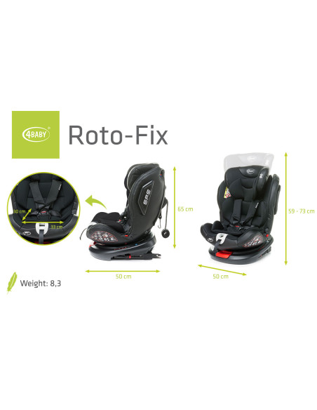 4BABY-956704,Scaun auto rotativ 4Baby ROTO-FIX 0-36 Kg Negru