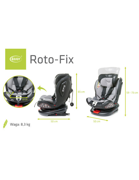 4BABY-956735,Scaun auto rotativ 4Baby ROTO-FIX 0-36 Kg Gri Deschis