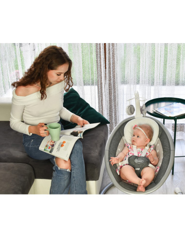 4BABY-957374,Leagan electric cu melodii si telecomanda 4Baby GRACE Gri