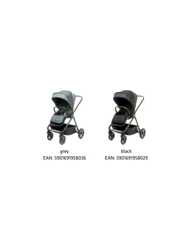 4BABY-958036,Carucior reversibil cu roti de cauciuc (max. 22 Kg) 4Baby EVERSO Gri