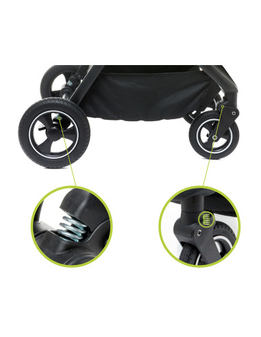 4BABY-958036,Carucior reversibil cu roti de cauciuc (max. 22 Kg) 4Baby EVERSO Gri