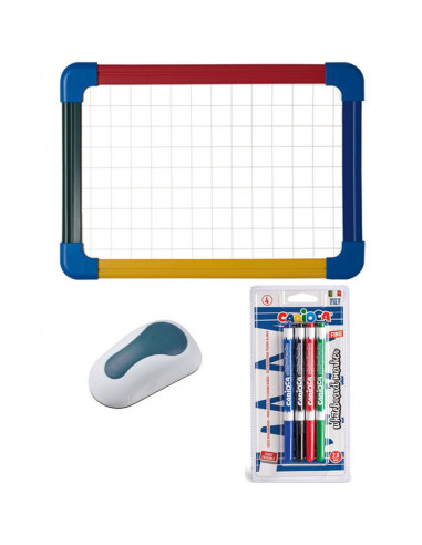 Set Tabla scolara Bi-Silque cu rama color A3, 4 Markere