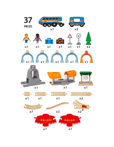 Brio - Smart Tech - Tren De Calatori Cu Sine Si Tunel,BRIO33972