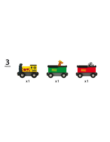 Brio - Tren Safari Cu Girafa Si Zebra,BRIO33722