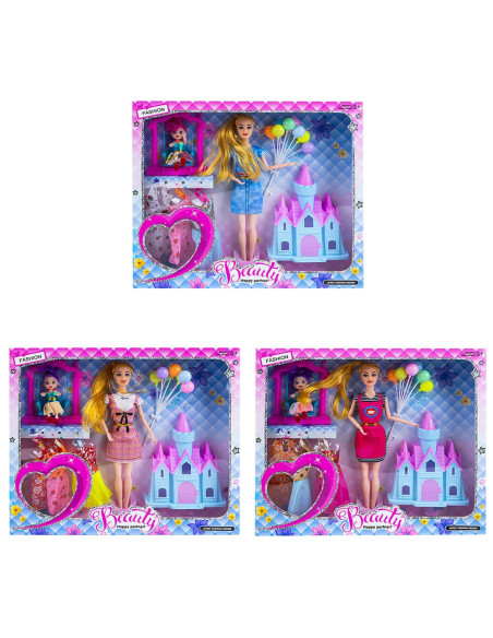 Papusa cu accesorii + castel,ROB-969-3