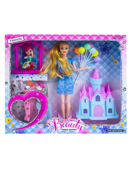 Papusa cu accesorii + castel,ROB-969-3