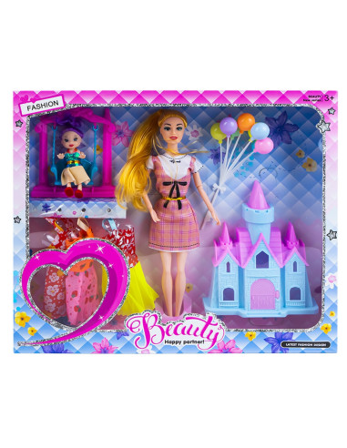 Papusa cu accesorii + castel,ROB-969-3