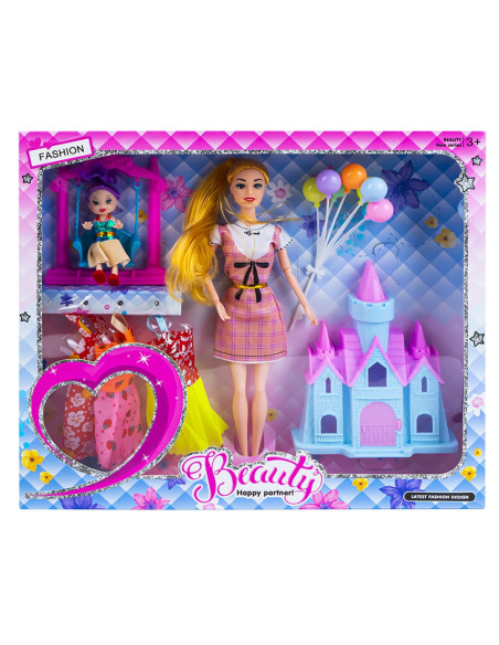 Papusa cu accesorii + castel,ROB-969-3