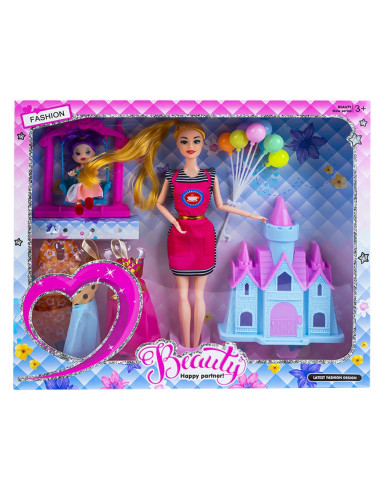 Papusa cu accesorii + castel,ROB-969-3