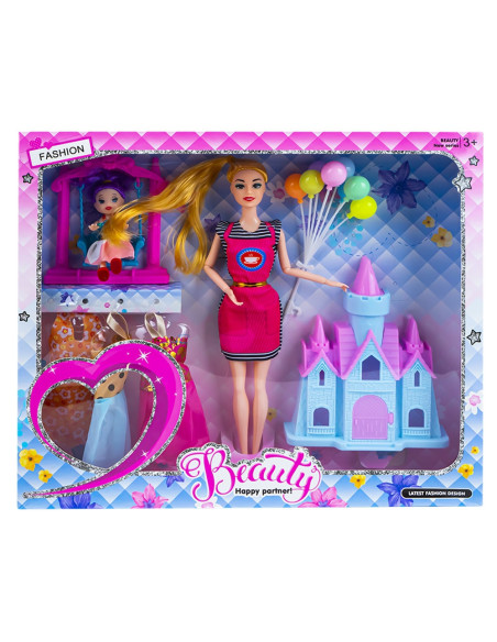 Papusa cu accesorii + castel,ROB-969-3