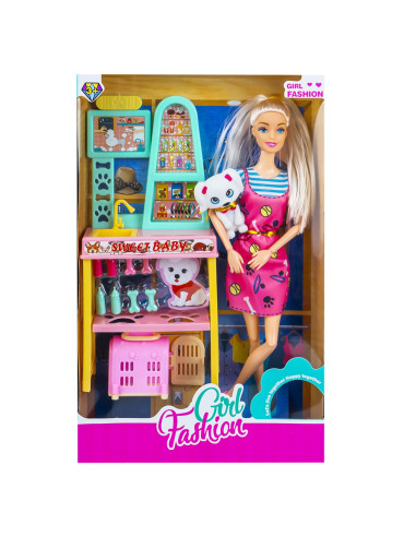 Papusa cu accesorii salon animale,ROB-8899H
