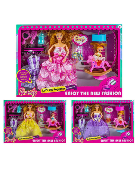 Papusa cu garderoba + accesorii,ROB-8898B