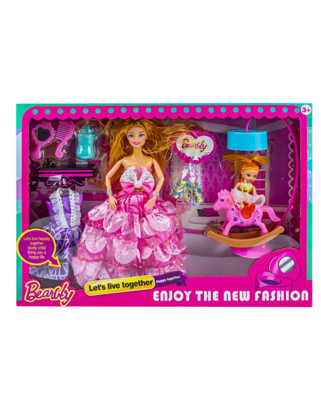 Papusa cu garderoba + accesorii,ROB-8898B
