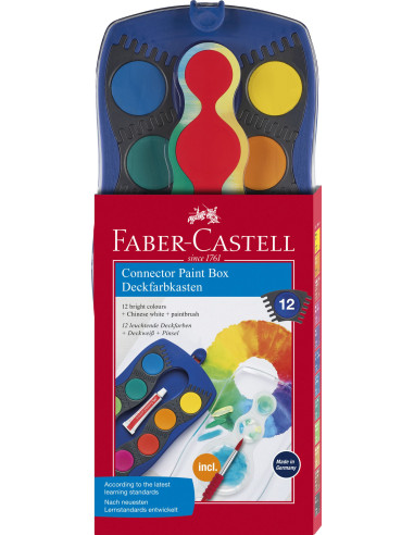 FC125050,Acuarele 12 culori connector albastre faber-castell
