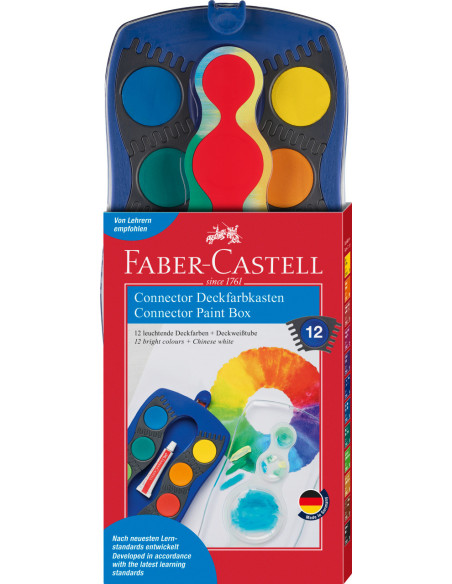 FC125001,Acuarele 12 culori connector albastre faber-castell FC125001,Acuarele 12 culori connector albastre faber-castell