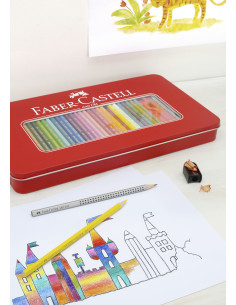 Creioane colorate in cutie de metal FABER-CASTELL FC115801, 12 culori  2