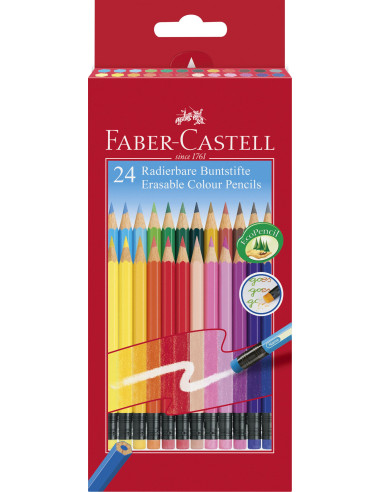 FC116625,Creioane colorate FABER-CASTELL 24 culori cu guma
