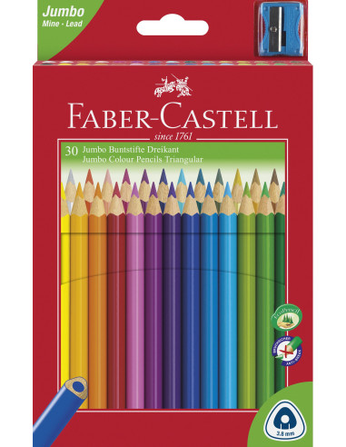 FC116530,Creioane colorate FABER-CASTELL jumbo 30 culori + ascutitoare