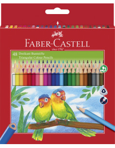 FC120548,Creioane colorate triunghiulare FABER-CASTELL 48 culori + ascutitoare