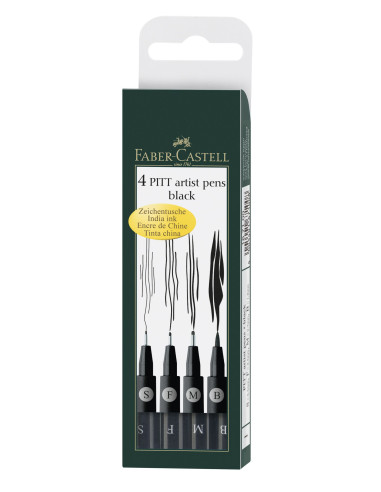 FC167100,Pitt artist pen set 4 buc negru faber-castell