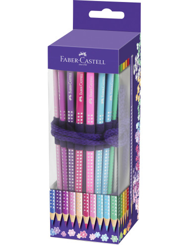 FC201738,Rollup 20 creioane colorate FABER-CASTELL sparkle + o raadiera si o ascutitoare