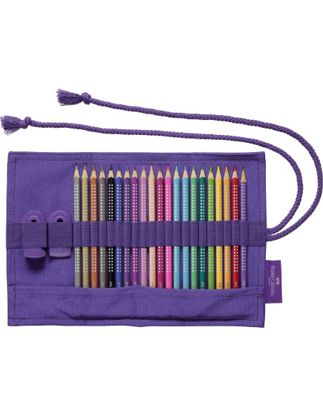 FC201738,Rollup 20 creioane colorate FABER-CASTELL sparkle + o raadiera si o ascutitoare