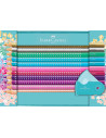 FC201641,Set cadou 20 creioane colorate sparkle + ascutitoare sleeve mini FABER-CASTELL