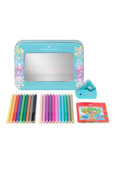 FC201641,Set cadou 20 creioane colorate sparkle + ascutitoare sleeve mini FABER-CASTELL