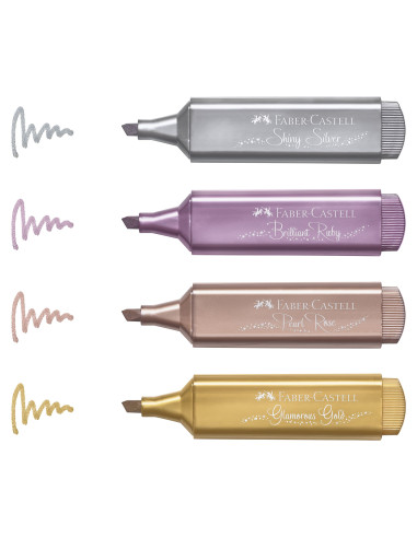 FC154640,Textmarker FABER-CASTELL metalizat, Set 4 culori, FC154640