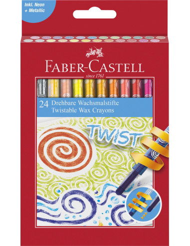 FC120004,Creioane cerate retractabile FABER-CASTELL 24 culori