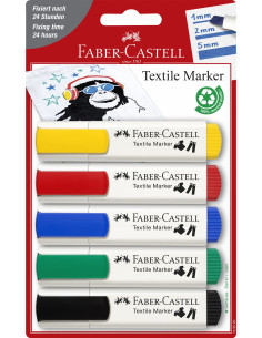 FC159520,BLISTER 5 MARKERE TEXTILE STANDARD FABER-CASTELL
