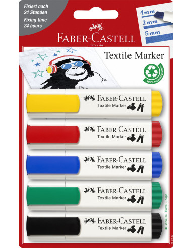 FC159520,BLISTER 5 MARKERE TEXTILE STANDARD FABER-CASTELL