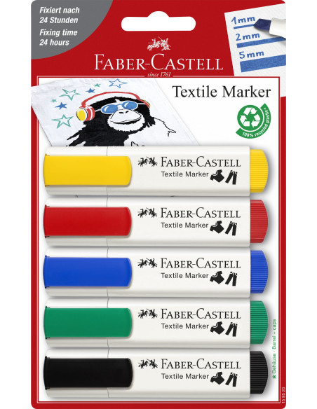 FC159520,BLISTER 5 MARKERE TEXTILE STANDARD FABER-CASTELL